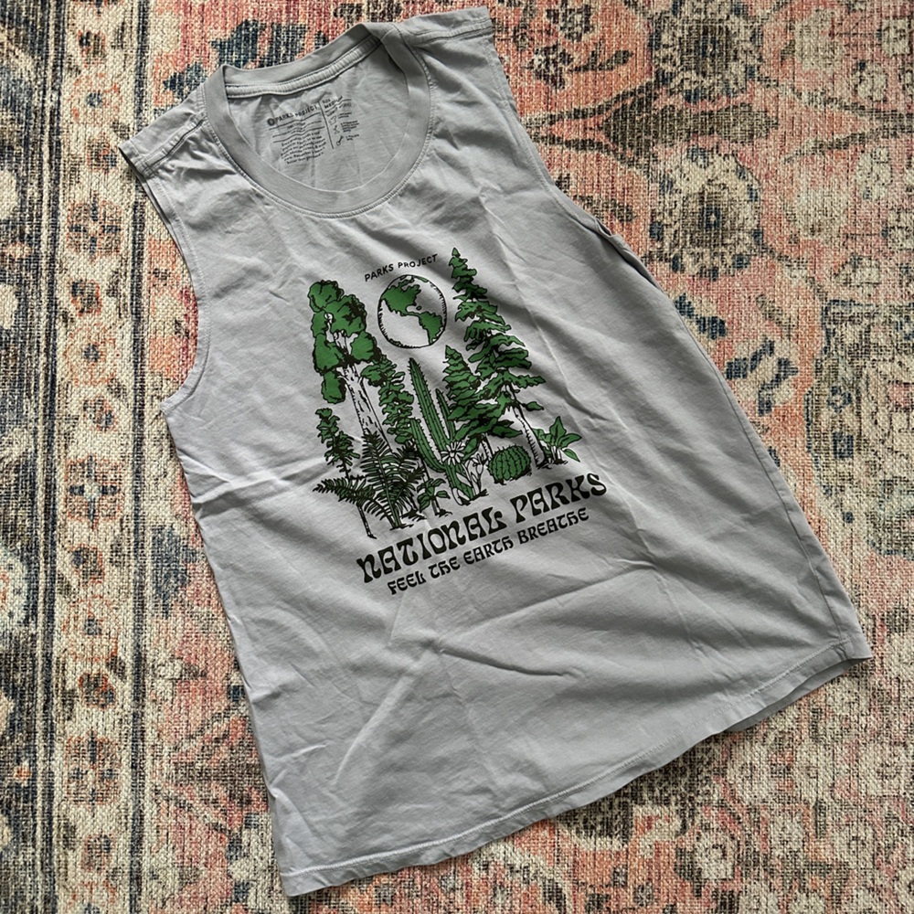 Parks Project Gray Tank with Green Graphic